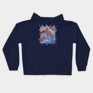 A Pod of Playful Jumping Dolphins Vector Kids Hoodie